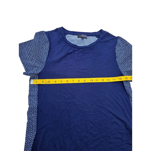 The Limited Womens Navy & Patterned Short Sleeve High-Low Hem Top Size S - Picture 4 of 5